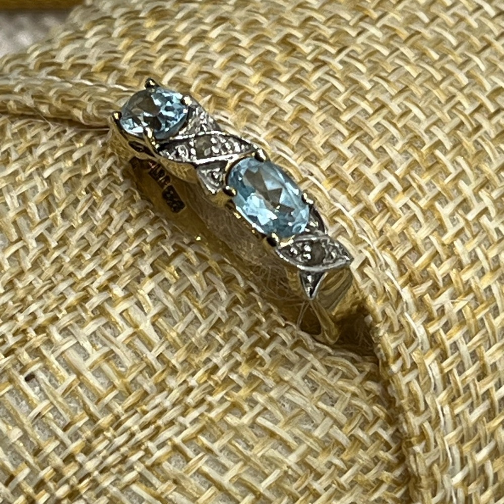 Vintage Gold over 925 Sterling Silver with Aquamarine Gemstone Size 7 Ring - Picture 7 of 15